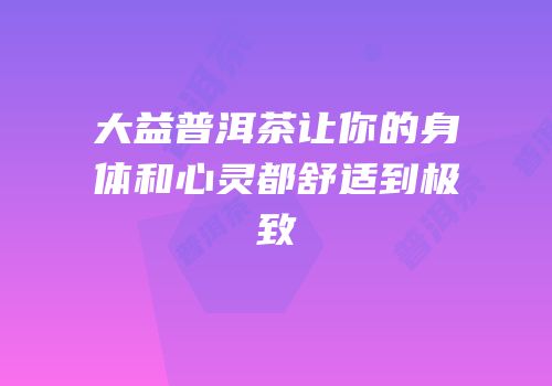 大益普洱茶让你的身体和心灵都舒适到极致