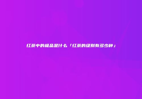 红茶中的极品是什么「红茶的级别有多少种」