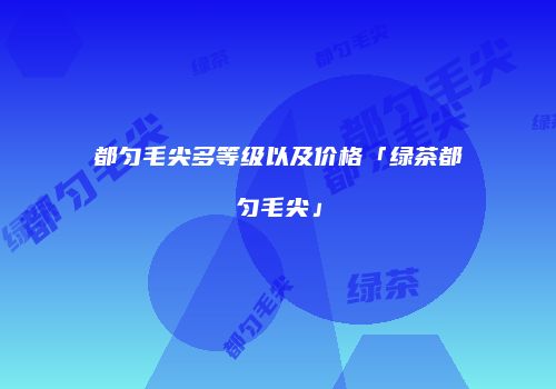 都匀毛尖多等级以及价格「绿茶都匀毛尖」
