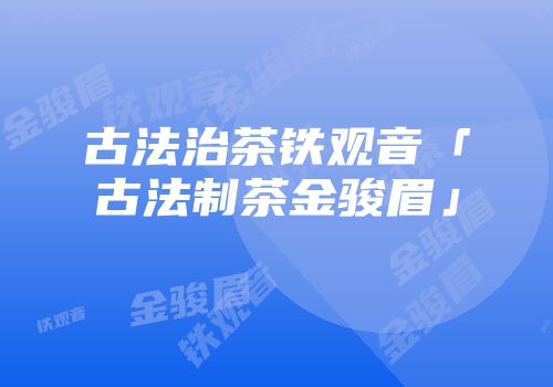 古法治茶铁观音「古法制茶金骏眉」