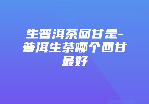 生普洱茶回甘是-普洱生茶哪个回甘最好