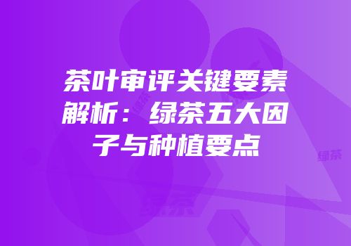 茶叶审评关键要素解析：绿茶五大因子与种植要点