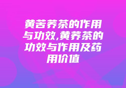 黄苦荞茶的作用与功效,黄荞茶的功效与作用及药用价值
