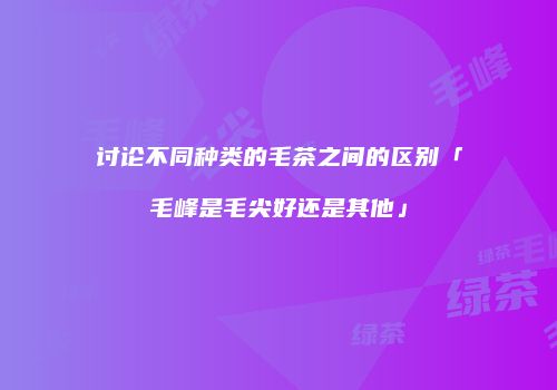 讨论不同种类的毛茶之间的区别「毛峰是毛尖好还是其他」