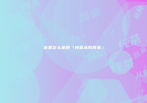 茶是怎么来的「纯茶从何而来」