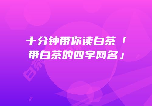 十分钟带你读白茶「带白茶的四字网名」