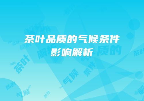 茶叶品质的气候条件影响解析