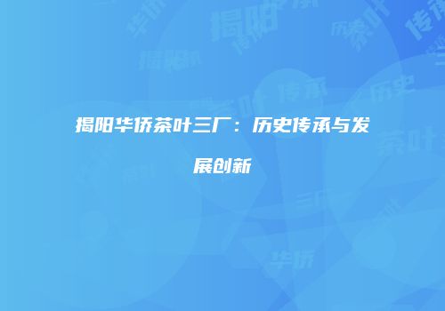揭阳华侨茶叶三厂：历史传承与发展创新