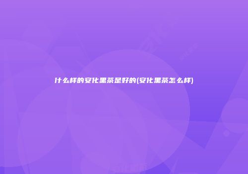 什么样的安化黑茶是好的(安化黑茶怎么样)