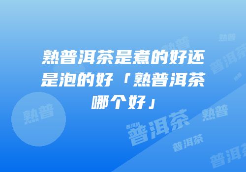 熟普洱茶是煮的好还是泡的好「熟普洱茶哪个好」