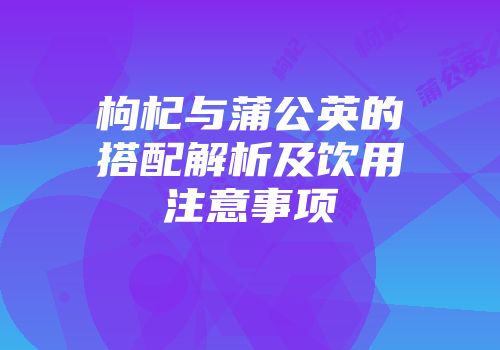枸杞与蒲公英的搭配解析及饮用注意事项