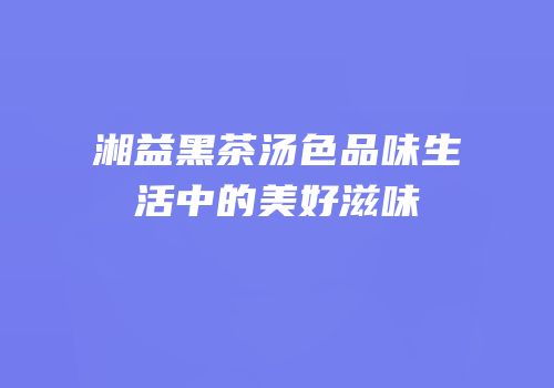 湘益黑茶汤色品味生活中的美好滋味