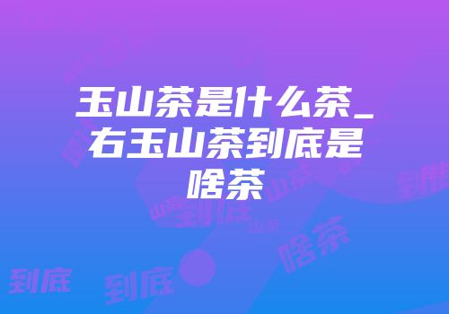 玉山茶是什么茶_右玉山茶到底是啥茶