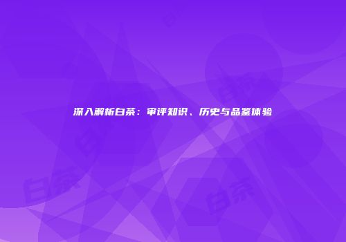 深入解析白茶：审评知识、历史与品鉴体验