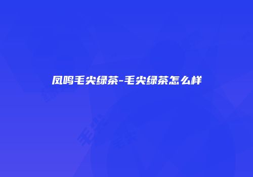 凤鸣毛尖绿茶-毛尖绿茶怎么样