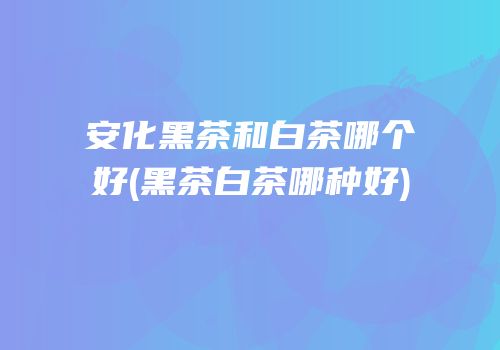 安化黑茶和白茶哪个好(黑茶白茶哪种好)