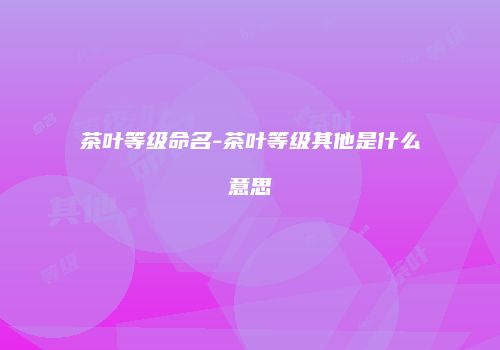 茶叶等级命名-茶叶等级其他是什么意思