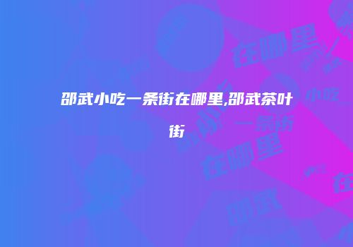 邵武小吃一条街在哪里,邵武茶叶街