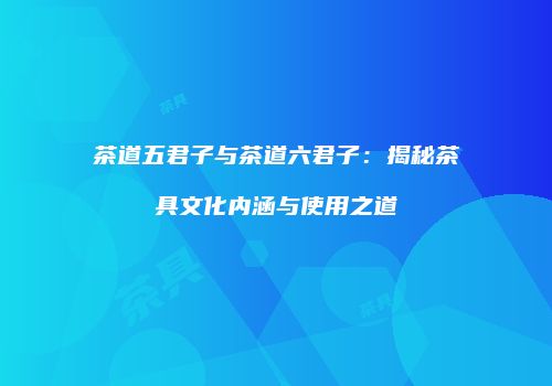 茶道五君子与茶道六君子：揭秘茶具文化内涵与使用之道