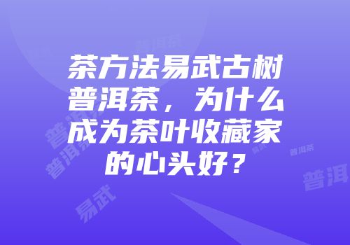 茶方法易武古树普洱茶，为什么成为茶叶收藏家的心头好？