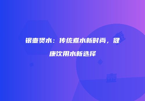 银壶煲水：传统煮水新时尚，健康饮用水新选择