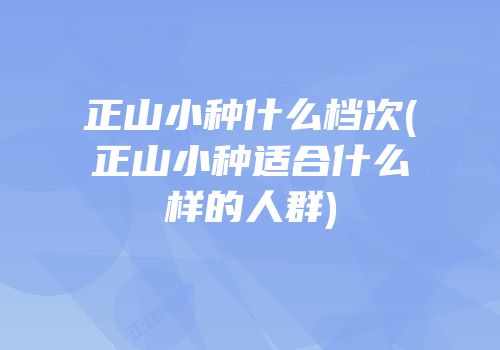 正山小种什么档次(正山小种适合什么样的人群)