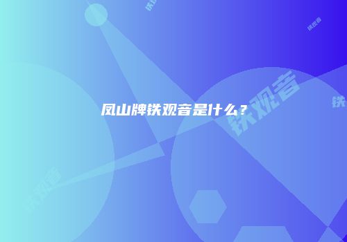 凤山牌铁观音是什么？