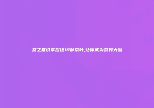 茶之常识掌握这10种茶叶,让你成为茶界大咖