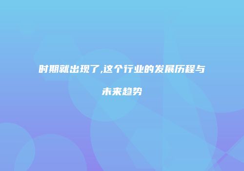 时期就出现了,这个行业的发展历程与未来趋势