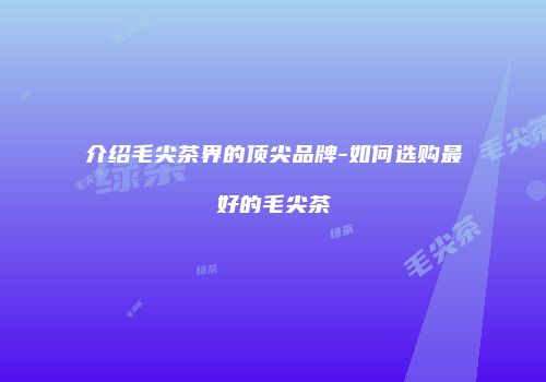 介绍毛尖茶界的顶尖品牌-如何选购最好的毛尖茶