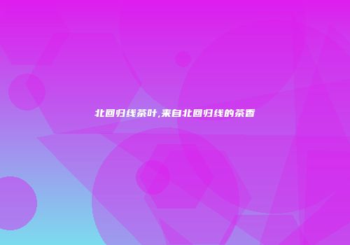 北回归线茶叶,来自北回归线的茶香