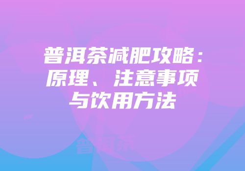 普洱茶减肥攻略：原理、注意事项与饮用方法
