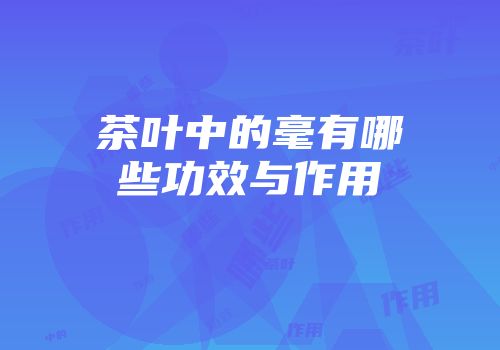 茶叶中的毫有哪些功效与作用