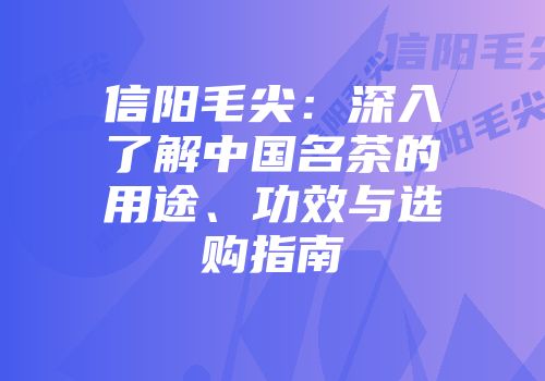 信阳毛尖：深入了解中国名茶的用途、功效与选购指南