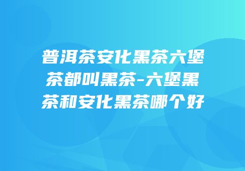 普洱茶安化黑茶六堡茶都叫黑茶-六堡黑茶和安化黑茶哪个好