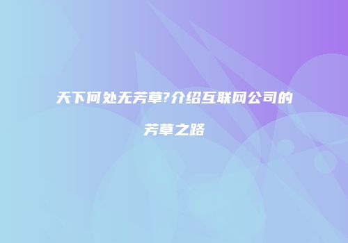 天下何处无芳草?介绍互联网公司的芳草之路