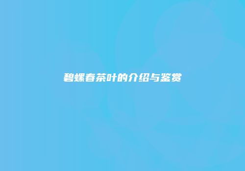 碧螺春茶叶的介绍与鉴赏