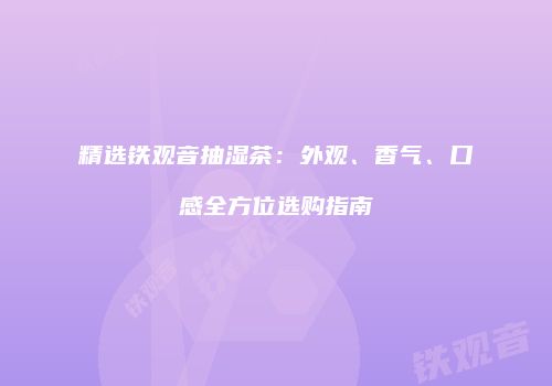 精选铁观音抽湿茶：外观、香气、口感全方位选购指南