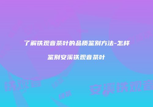 了解铁观音茶叶的品质鉴别方法-怎样鉴别安溪铁观音茶叶