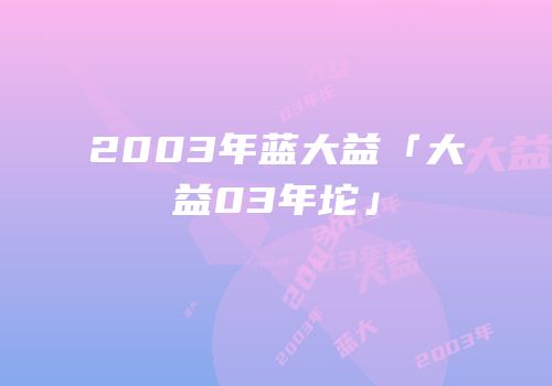 2003年蓝大益「大益03年坨」