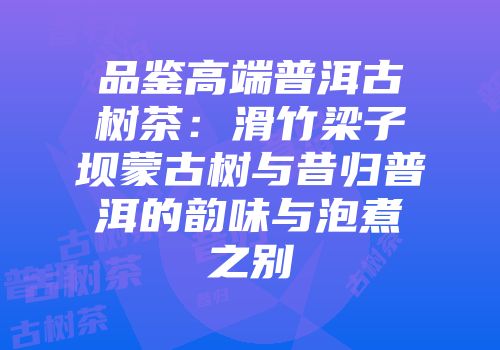 品鉴高端普洱古树茶：滑竹梁子坝蒙古树与昔归普洱的韵味与泡煮之别