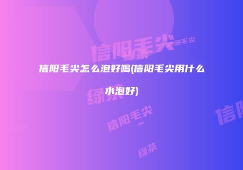 信阳毛尖怎么泡好喝(信阳毛尖用什么水泡好)
