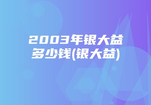 2003年银大益多少钱(银大益)