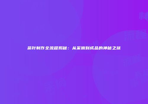 茶叶制作全流程揭秘：从采摘到成品的神秘之旅