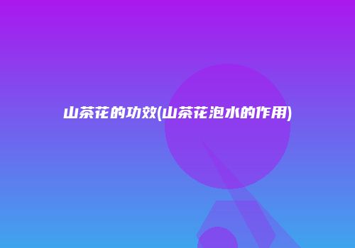 山茶花的功效(山茶花泡水的作用)