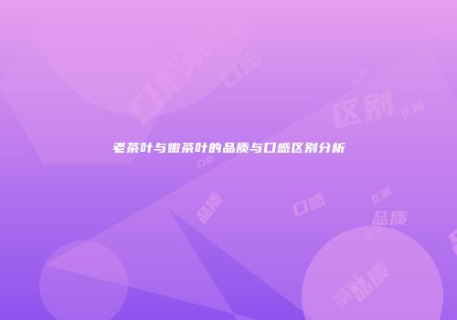 老茶叶与嫩茶叶的品质与口感区别分析