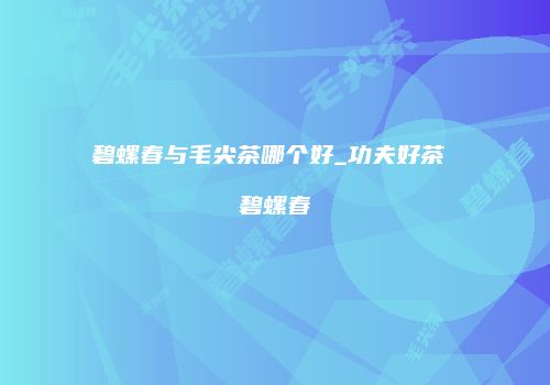 碧螺春与毛尖茶哪个好_功夫好茶 碧螺春