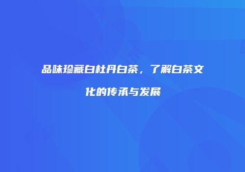 品味珍藏白杜丹白茶，了解白茶文化的传承与发展