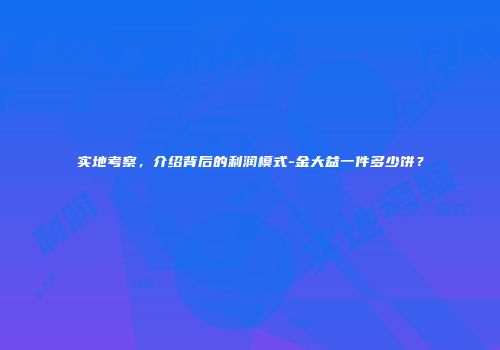 实地考察，介绍背后的利润模式-金大益一件多少饼？