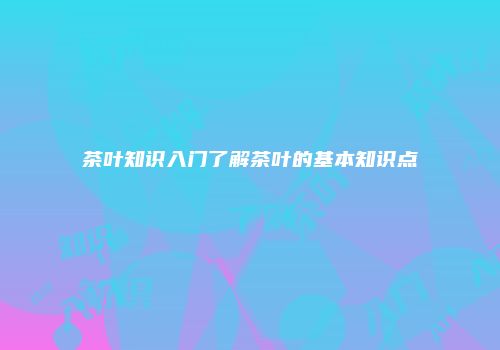 茶叶知识入门了解茶叶的基本知识点